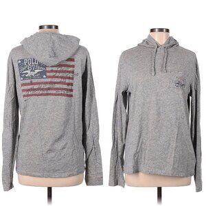 Ralph Lauren Men’s Size M Grey 1967 Polo Flag Hoodie Pullover Sweatshirt